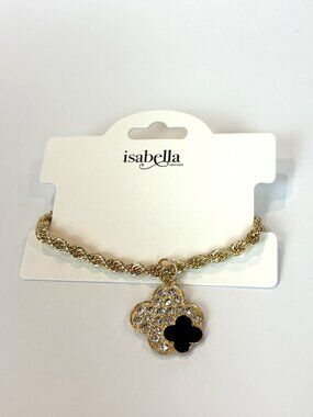 Isabella New York gold-toned rope chain bracelet with four-leaf clover charm NWT